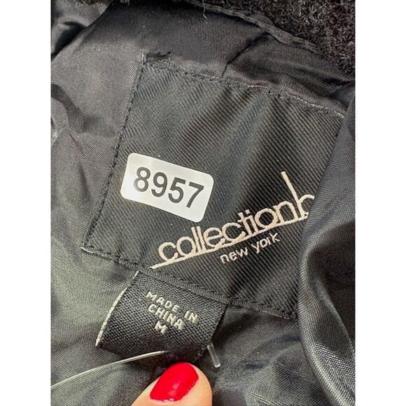 Collection B New York Classic Faux-Fur Coat Two Button Front Black Womens Size M - Picture 8 of 11
